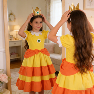 Disfraz de Princesa Rosalina de la Película Galaxy para Niñas, Disfraces de Peach para Halloween, Cumpleaños, Cosplay, Vestido de Princesa Peach con Corona - Product Image 5