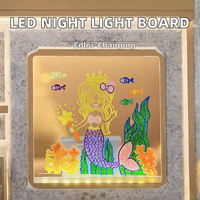 Veilleuse LED rectangulaire moderne avec tableau effaçable à sec, taille moyenne, alimentation USB, lumière blanc chaud, support en acrylique pour les chambres de bébés et d'enfants