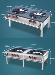 موقد غاز طبيعي/غاز البترول المسال تجاري منخفض الارتفاع من الفولاذ المقاوم للصدأ من لايرو بتصميم مزدوج ثلاثي الحلقات وعالي الطاقة - Product Image 6