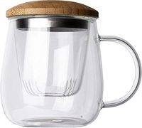 10oz 350ml 500ml Tasse à thé en verre borosilicate résistant à la chaleur avec passoire et couvercle en bambou pour le thé en fleurs, brassage de thé en vrac