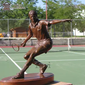 Custom Gym Athlete Figure Statue De Sport En Bronze Tennis Player Sculpture