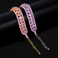 Bracelet de luxe style rétro perlé en zircon rose, chaîne de tennis colorée noire et bleue, bijou cadeau, bracelet de main