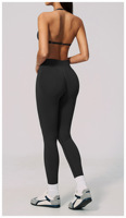 Ensemble de yoga 2 pièces pour femme : Soutien-gorge de sport sans couture dos nu et Legging taille haute sculptant et rehausseur de fessiers en Spandex/Nylon pour Pilates et Gym