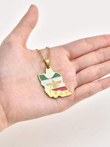 Collier en acier inoxydable pour homme et femme, pendentif carte de l'Iran, paix mondiale, espoir - Product Image 5