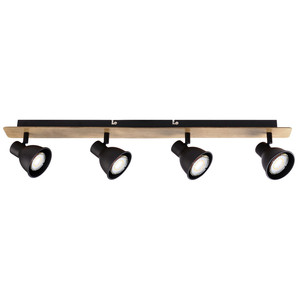 Regleta de madera negra para 4 lámparas GU10, ideal para iluminación decorativa y funcional en hogares y oficinas. - Product Image 1