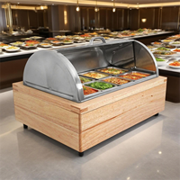 Chauffe-Plat Buffet en Acier Inoxydable Brossé, Réchaud de Luxe Alimenté par Pack de Glace pour Équipement de Restauration