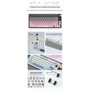 DB oyun K79 özelleştirilmiş tri-mode mekanik klavye 104-Key yüksek değerli kablosuz masaüstü klavye mavi anahtarları PC uyumlu - Product Image 3