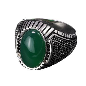 Мужские кольца из серебра 925 пробы с натуральным камнем красного и зеленого цвета - Product Image 4