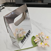 Sacs cadeaux en papier transparent multi-tailles avec fenêtre, poignée en satin blanc, pliables, pour boulangerie, bonbons, mariage