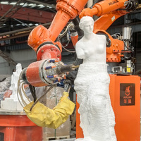 Machine de sculpture sur marbre 3D à bras robotique KUKA HUALONG Machinery, routeur CNC à 7 axes, gravure sur granit, sculpture sur pierre, robot à vendre
