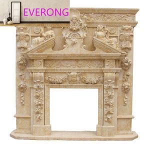 Cornice per Caminetto in Marmo Beige Naturale Stile Europeo Moderno, Materiale in Pietra - Product Image 6