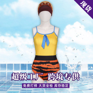Traje de Baño de Una Pieza Sun Wukong para Mujer, Estampado de Tigre, con Lazos Delanteros, UPF50+, Conjunto de Traje de Baño Deportivo - Product Image 2