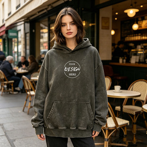 เสื้อฮู้ดดี้โอเวอร์ไซส์ผ้าคอตตอนหนานุ่มสำหรับขายส่งจากโรงงาน - Product Image 1