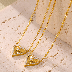 Chaînes en acier inoxydable 18K <span class=keywords><strong>de</strong></span> luxe, tendance, étanches, avec pendentifs géométriques mignons (cœur, croix, étoile, lune, fleur porte-bonheur) et zircon, pour soirée - Product Image 1