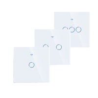 Interrupteur tactile intelligent pour éclairage, 2 gangs, sans fil, compatible avec Tuya, commande vocale, verre trempé, sans neutre, pour maison intelligente