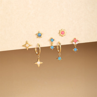 Ensemble de boucles d'oreilles tendance en argent sterling 925 plaqué or 18 carats avec zircon, motif fleur, pour femme - Cadeau idéal pour mariage et fête