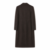 Manteau pour femme en daim de chèvre véritable teint uni, couleur espresso foncé, à bouton unique, décontracté, coupe-vent, hiver, revers cranté, polyester