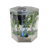 Vente en gros d'aquarium en plastique écologique personnalisé petit aquarium en forme de polygone conception de cylindre
