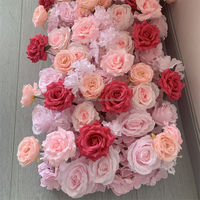 B-1438 Hochwertige Handgefertigte Seiden-Rote Rosa Rosen Künstliche Blumen Hochzeit Valentinstag Moderne Blumenarrangements Rosenreihe