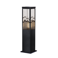 Lampe de balise extérieure E27 moderne en métal noir pour jardin avec verre texturé