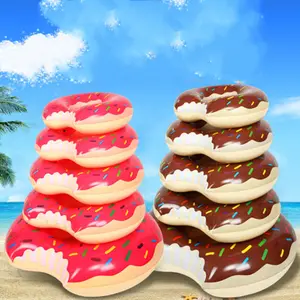Factory wholesale Pink Brown Inflatable Donut Floats Donut Pool Floatie Donut swim ring