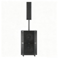 Sistema de Altavoces con Trolley y Bluetooth de 200W, Doble Woofer de 12 Pulgadas, Batería de Plomo-Ácido de 12V 12Ah, Profesional, para Cine en Casa, Escenarios al Aire Libre y Fiestas
