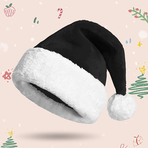Christmas Hat Red Fleece Lined Thickened Turned Up Brim Soft Foldable Classic Style Santa Claus Decorative Hat - Product Image 3