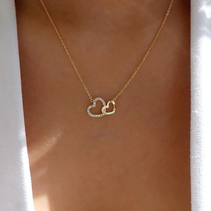 Collar con Colgante de Doble Corazón Hueco para Mujer, Collar con Dije de Amor Romántico, Joyería de Moda para Uso Diario, Regalo - Product Image 4