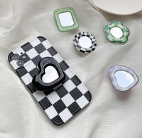 Miroir de fleur de tulipe en résine acrylique en forme d'extraterrestre Support de téléphone rétractable pour personne paresseuse transparente