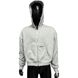 Sudadera con Capucha Bordada Personalizada para Hombre, de Algodón Grueso, con Estampado de Mármol, Talla Grande, con Cierre - Product Image 1