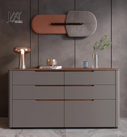 Buffet moderne à 6 tiroirs, en similicuir et bois, pour salle à manger