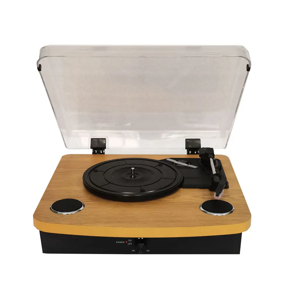 Platine vinyle Bluetooth avec haut-parleurs intégrés, prise en charge de la sortie USB RCA, entraînement par courroie à 3 vitesses, phonographe portable