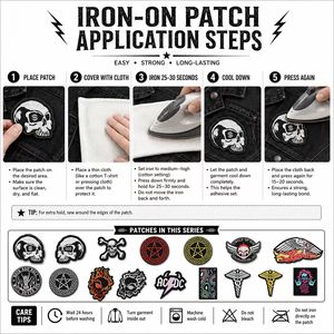 Patchs brodés thermocollants ou à coudre, style Rock Goth, avec motifs Crâne, Pentagramme, Caducée, Flamboyants, Rock & Roll, Science, Occulte, en fer. - Product Image 4