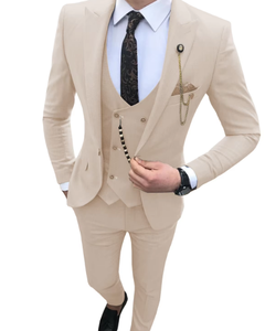 Trajes de hombre de <span class=keywords><strong>3</strong></span> piezas Slim Fit <span class=keywords><strong>Prom</strong></span> Tuxedos Peaked Lapel Blazer Groomsmen = Made Costume Homme - Product Image 6