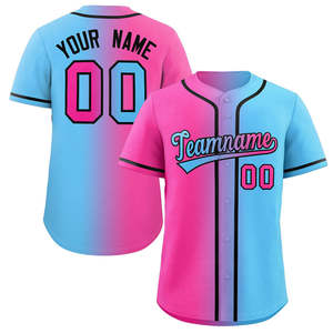 Maillot de baseball authentique personnalisé à dégradé rose-bleu-noir - Product Image 1