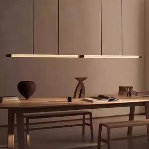 <span class=keywords><strong>Suspension</strong></span> linéaire moderne en <span class=keywords><strong>verre</strong></span> pour îlot de cuisine, bar, hôtel – Luminaire suspendu minimaliste en forme de longue bande - Product Image 4