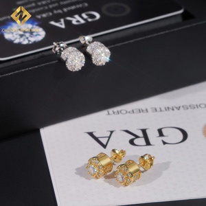 Luxury <b>Ice</b> Out Women Fine Jewelry 925 Sterling Silver VVS Moissanite 7.5mm Hip Hop Round Shape Earring Jewelry Unisex - Product Image 6