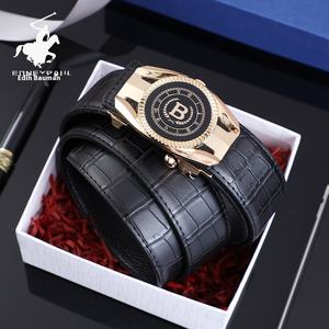 Cintura in <span class=keywords><strong>pelle</strong></span> di vacchetta con motivo a coccodrillo di fascia alta in lega automatica da uomo nuova cintura alla moda in vera <span class=keywords><strong>pelle</strong></span> per giovani di mezza età - Product Image 4