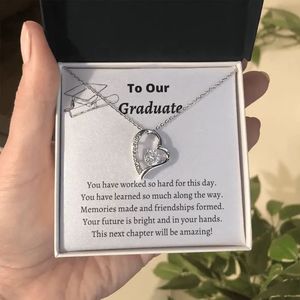 To Our Graduate Classic Copper Casting Heart Pendant Necklace with Custom Text <b>Card</b>-Graduation Gift for Her - Product Image 1