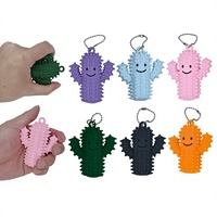 Mini porte-clés en silicone en forme de cactus, jouet de massage des points d'acupression, anti-stress portable, soulagement de la douleur pour l'extérieur