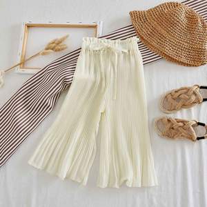 Vêtements pour filles version coréenne mode été deux pièces en mousseline de soie style étranger laminé bois oreille jarretelle haut + pantalon à jambes larges - Product Image 2