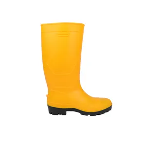 Anti Slippery Segurança Aço Toe e Sole Qualidade PVC Rain Boot
