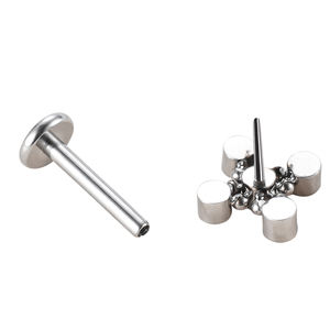 Tachuelas de titanio Labret Oreja Nariz Rosca interna y empuje en racimos de bolas de metal Conjunto de tachuelas de circón cúbico circundante - Product Image 5