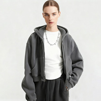 Sweat à capuche court pour femme en coton tricoté, personnalisé avec logo frontal, brodé et imprimé, double fermeture éclair, collection Hiver/Automne