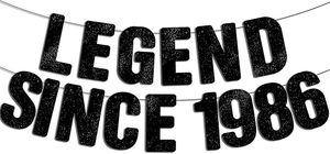 Bandera Negra con Purpurina Legend Since 1986, Decoraciones de <span class=keywords><strong>Feliz</strong></span> Cumpleaños Número 40 para Hombres y Mujeres, Decoración para Fiesta de Aniversario de 40 Años - Product Image 2