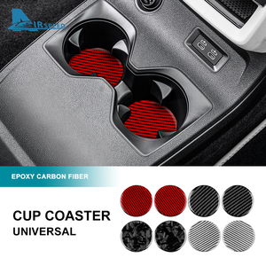 Pegatina de fibra de carbono suave Real, alfombrilla para taza de agua para Tesla Model 3 Model Y para mercedes-benz, accesorios interiores universales para coche - Product Image 2