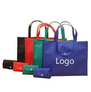 Wholesale cheap large printed logo grocery reusable foldable non woven tote shopping bags