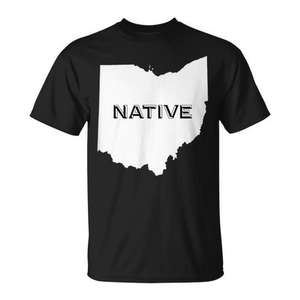 Ohio Native T-Shirt State Outline T-shirt en coton noir unisexe à col rond et manches courtes - Product Image 1