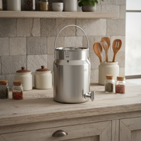 ECOBOX Bidon en acier inoxydable de qualité alimentaire avec robinet pour lait, huile, jus, eau et huile d'olive