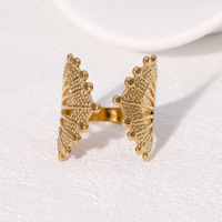 Trendige Damen Verstellbare Offene Blumenkronen-Ringe 18K Vergoldeter Edelstahl Wasserdichter Schmuck für Hochzeit und Party